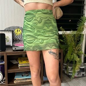 Vibrant Green Wave Mini Skirt